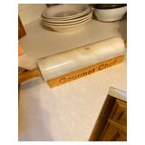 Vintage Marble Rolling Pin in Wooden Holder