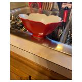 Vintage Japan Red Flower Tulip Shaped Bowl