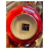 Vintage Japan Red Flower Tulip Shaped Bowl