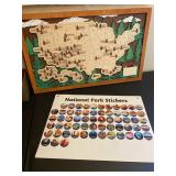 US Wooden National Parks Travel Map with Trees & Stickers