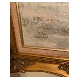 Signed Oil painting Marie Charlot Impressionist Beach Victorian Seascape