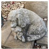 Concrete garden statue of a dog