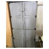 Freestanding Rubbermaid Plastic double door Storage Cabinet - always kept in garage