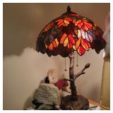 Copper Grove Autumn Leaves-Stained Glass Tiffany-Style Lamp