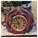 Fenton Cranberry Glass Clock Scroll Design