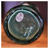 Vintage Fenton Art Glass Twilight Blue Tulips vase, hand-painted by A. Meeks