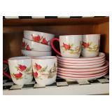 Cardinal Themed Stoneware Dinnerware collection sold by Cracker Barrel