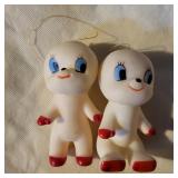 Vintage Rubber Bears Christmas ornaments "set of 2" 