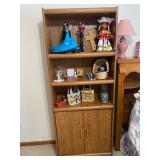 wood bookcase with adjustable shelves and a lower cabinet