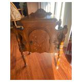 Art Deco Period Chairside Humidor has two racks to hold magazines or books - copper plated liner (18