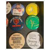Collection of Pin Back Buttons and Pins
