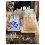 hand-painted ceramic butter dishes or cheese keepers. 