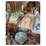 hand-painted ceramic butter dishes or cheese keepers. 
