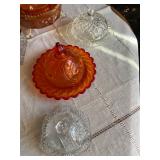 Indiana Glass Company Tiara Amber Sandwich Pattern Covered Butter Dish.  vintage Indiana Glass "Oval