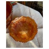 vintage Imperial Glass marigold carnival glass bowl, likely in the Open Rose or Rose pattern. 