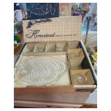 vintage Federal Glass Company Homestead pattern clear glass snack set. 