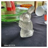 Vintage clear Glass Candy container Easter Bunny eating a carrot