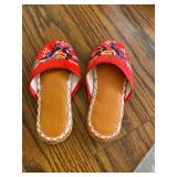 Pair of Red Embroidered traditional Chinese Phoenix slippers