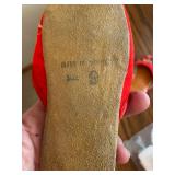 Pair of Red Embroidered traditional Chinese Phoenix slippers 