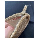Mid Century Oval Zippered Beaded Clutch Purse, Small Oval Beaded Clutch,