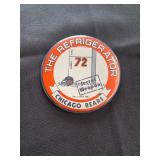vintage 1985 Chicago Bears "The Refrigerator" William Perry promotional pinback button. 