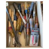woodworking chisels and screwdriver