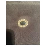 vintage Mexican sterling silver black onyx brooch. 