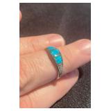 SOUTHWESTERN STERLING SILVER & TURQUOISE INLAY BAND RING