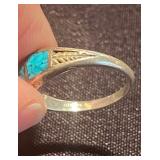 SOUTHWESTERN STERLING SILVER & TURQUOISE INLAY BAND RING