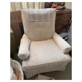 Floral off White Chair and Ottoman