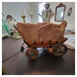 Vintage Wooden Western Covered Wagon Lamp 