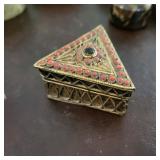 Tibetan brass box. Triangular