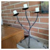 Multi Three Pillar Candle Holder Brown Rustic Farmhouse Décor