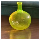 Mold Blown Vaseline Glass Bottle