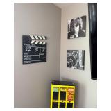 TV Movie Film Clap Board Slate Cut Prop Director Clapper wall art  & black-and-white canvas prints o