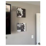 black and white canvas art prints displayed on a wall - a portrait of Marilyn Monroe & Elvis Presley