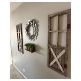 Rustic Barn Door Wall Decor & Magnolia Wreath Hanging Galvanized Metal Wall Art
