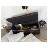 Tufted Leather Storage Ottoman 