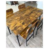 Kitchen Table with 4 Chairs, 5 Piece Dining Table Set with Metal Frame
