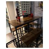industrial style rustic brown and black bar table & stools