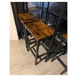 industrial style rustic brown and black bar table & stools