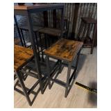industrial style rustic brown and black bar table & stools