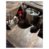 ice bucket with a lid & other bar items