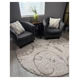 modern grey upholstered barrel accent chairs