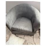 modern grey upholstered barrel accent chairs