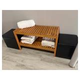 Bench with a lower slatted shelf