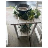 white rustic wooden side table