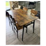 5 Piece Metal and Wood Dining Table Set