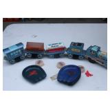 MOBIL OIL TRAIN AND METAL ASHTRAYS