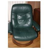LEATHER CHAIR WITH MATCHING OTTOMAN